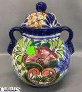 Vase and Lidded Pottery Tallest 10" Couple Chips