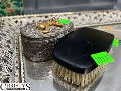 Metal Dresser Mirror, Avon Sample Lipsticks, Soaps, Soaps, Colognes, Hat Pins, Tray Measures 18x12