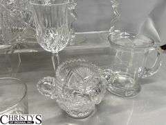 Stemware, Glass Pitcher 8" Tall, Drinkware Some Chips