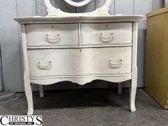 Painted Dresser with Tilt Mirror, Three Drawers, has Casters in Drawers 37x20x29, Mirror is 38" Tall