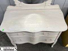 Painted Dresser with Tilt Mirror, Three Drawers, has Casters in Drawers 37x20x29, Mirror is 38" Tall