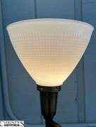 Brass Floor Lamp Adjustable Arm, has Glass Diffuser, 54" Tall