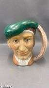 Four Hand-Painted Head Mugs, One has a Chip, Tallest 5.5"