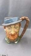 Four Hand-Painted Head Mugs, One has a Chip, Tallest 5.5"