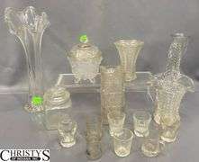 Clear Pressed Glass Vases, Candy Jars Tallest Vase 12.5"