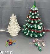 Two Light Up Christmas Tree Decorations, Largest 17" Tall
