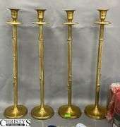 Candles, Brass Holders 16" Tall, Votives