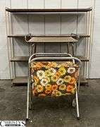 Three Pieces Mid Century - Bookshelf 36x9.5x35, Rolling Table, Sewing Basket/Stand