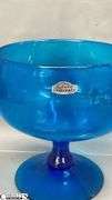 Blue Blenko Handcraft Compote 8" Tall