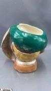 Four Hand-Painted Head Mugs, One has a Chip, Tallest 5.5"