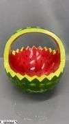 Pottery Items Watermelon 9" Tall, Plate, Rabbits Some Chips and Wear