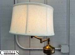Brass Floor Lamp Adjustable Arm, has Glass Diffuser, 54" Tall
