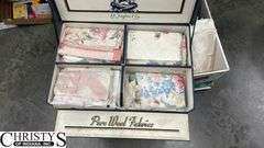 Cloth/Fabric Squares, Box with Fabric Squares, Box Measures 21x13.5
