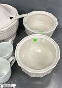 3 Pieces of Pfaltzgraff Largest 9" Tall, Pitcher, Coffee Mugs Some Chips and Wear