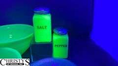 Green Fire King Plate, Jadeite Mixing Bowls Largest 8" Wide, Salt & Pepper Shakers