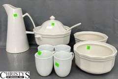 3 Pieces of Pfaltzgraff Largest 9" Tall, Pitcher, Coffee Mugs Some Chips and Wear