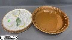 Pottery Pie Plate with Lemon Motif 12" Round