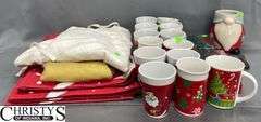 Christmas Place Mats, Mugs, Candle Holders,