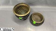 Two Metal Incense Holders, One Marked India Largest 6" Tall
