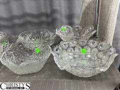 Clear Pressed Glass Bowls, Serving Dishes, Mixing Bowls Largest 10"