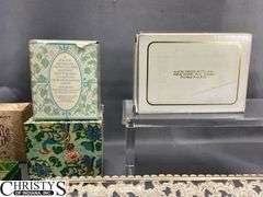 Metal Dresser Mirror, Avon Sample Lipsticks, Soaps, Soaps, Colognes, Hat Pins, Tray Measures 18x12