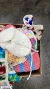 Boxes of Knitting Yarn and Crochet Afghans, Pot Holders