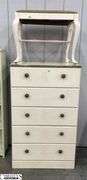 Two Items - Chest of Drawers and Vanity Stool, Painted, Rough Condition 26.5x15x44