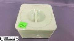 Lidded Jars and Vaseline Glass Bowl 6.5"x3"