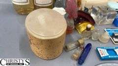 Razors, Blades, Remington Princess Electric Shaver in Original Box, Listerine, Killinger Hi-Jacs Cloth Coasters in Original Box, Hand Mirrors, Hair Combs, Perfume Bottles, Compact Purse Carry-All in Original Box, Bath Oil, Jergens Soap Bar
