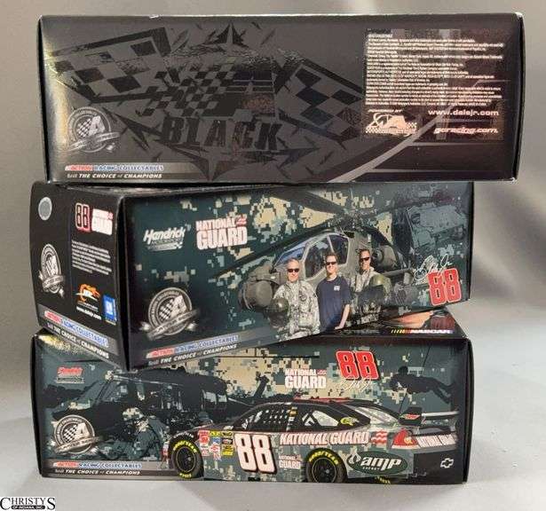 3 Action Racing Collectibles 1:24 Scale Dale Earnhardt Jr, ARC Black Label & National Guard 2008 & 2009 Impala SS Limited Edition image
