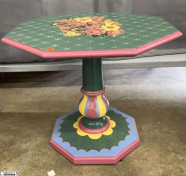 Hand Painted Shabby Chic Style Side Table - 22" x 22" x 18" image