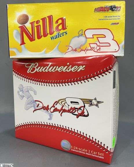 Dale Earnhardt Jr. and Sr. 1:24 Scale Diecast Car Set - Budweiser and Nilla Wafer Designs image