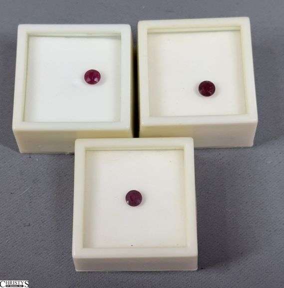 3 Round Ruby Gemstones.  Each .85ct. 5.5mm image