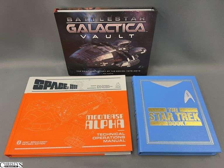 3 Hardcover Books, The Complete History of The Battlestar Galactica Series 1978-2012, Moonbase Alpha Space:1999, The Star Trek Book image