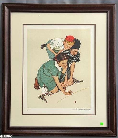 "Marbles" Norman Rockwell Lithograph - 172 of 200 - 34" x 35" of frame
