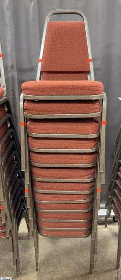 12 Vicro Banquet Chairs - 34" x 17" seat of each - Shows wear/damage from use and storage image