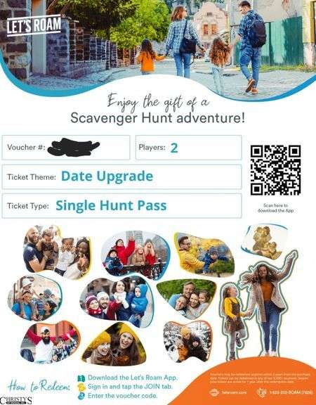 Let's Roam Scavenger Hunt Adventure Date Upgrade Single Hunt Pass for up to 2 players image