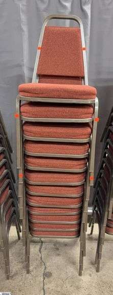 12 Vicro Banquet Chairs - 34" x 17" seat of each - Shows wear/damage from use and storage image