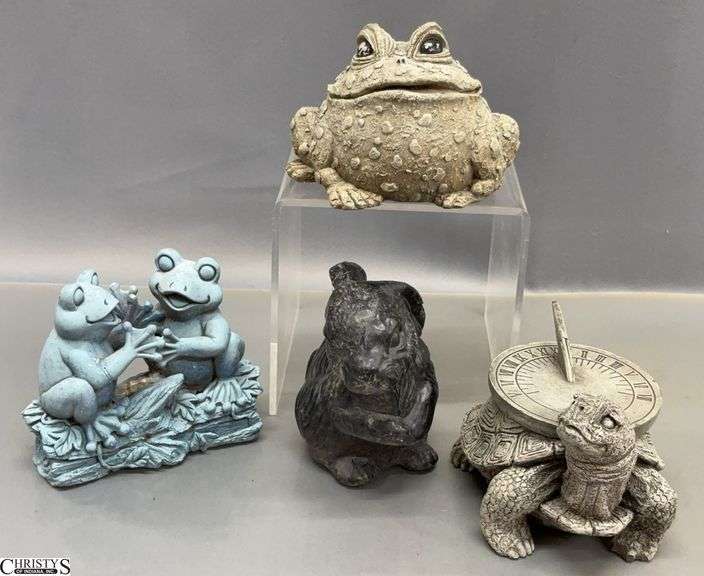 4 Small Garden Composite Decor Pieces - 5.5" of largest image