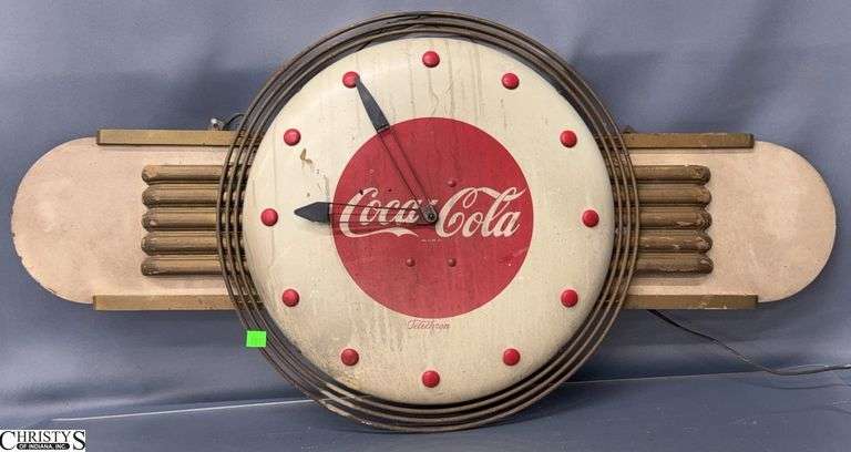 Telechron Coca Cola Wall Clock - 36" x 18", some finish/wear, does not operate