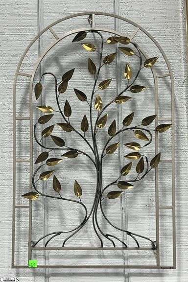 1991 Signed Metal Tree Wall Art - 16" x 25" image