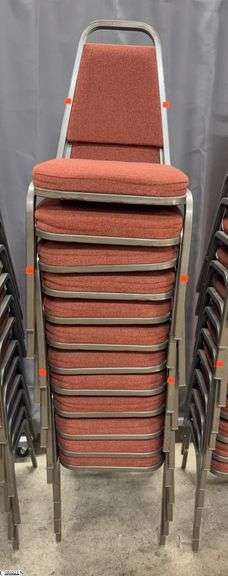 12 Vicro Banquet Chairs - 34" x 17" seat of each - Shows wear/damage from use and storage image