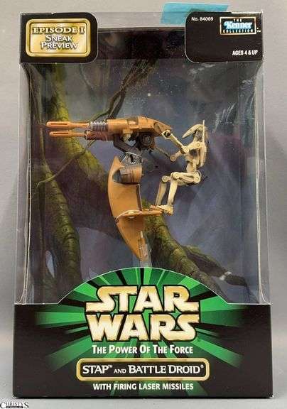 1998 Star Wars Power of the Force STAP and Battle Droid Action Figure image