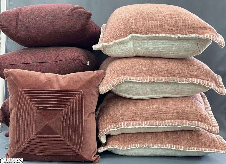 Assorted Rose Tone Decorator Throw Pillows - 22" x 22" of largest image