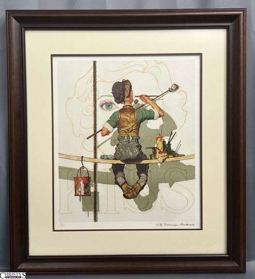 "Kiss" Norman Rockwell Lithograph - 172 of 200 - 29.5" x 33" of frame