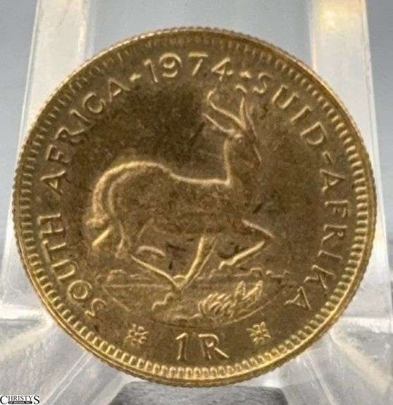 1974 South African Gold One Rand Coin image