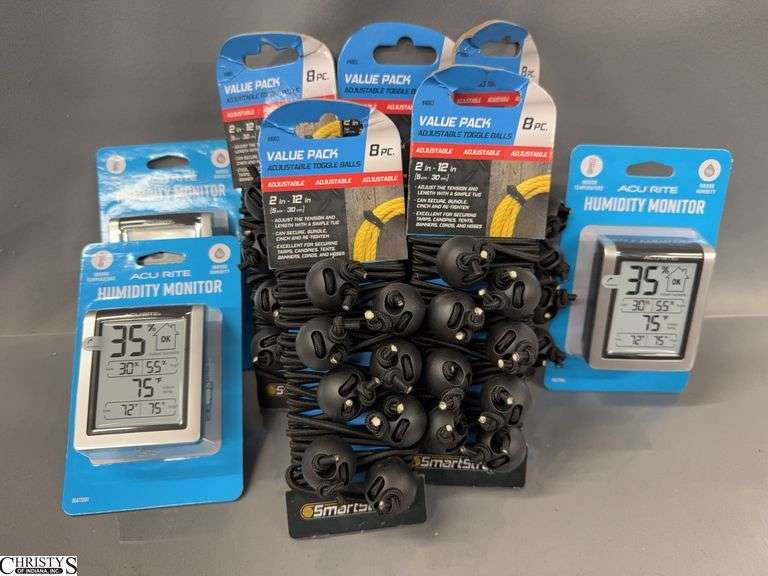 5 Value Packs of Adjustable Toggle Balls Straps, 3 Humidity Monitors image