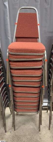 12 Vicro Banquet Chairs - 34" x 17" seat of each - Shows wear/damage from use and storage image