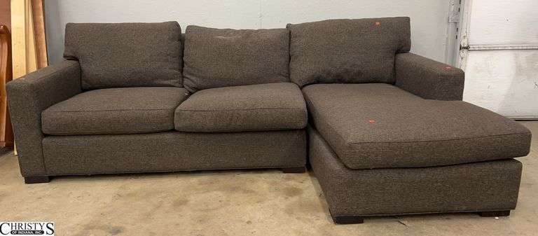 Crate & Barrel Brown Upholstered Sectional - 105" x 66" x 31" - 18" seat - some wear image