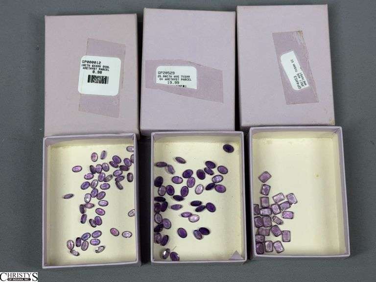 3 Small Boxes of Loose Amethyst Gemstones image